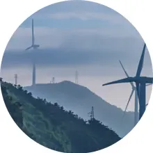 Circled Windmills With Blue Sky Background
